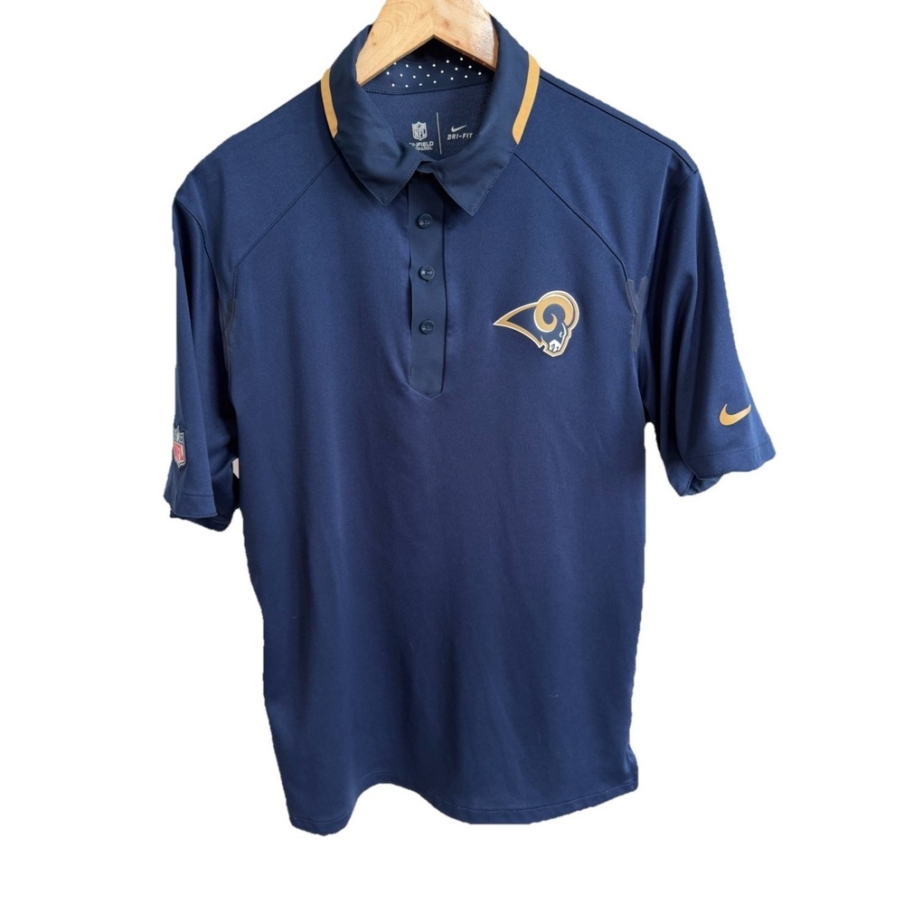 LA Rams Nike On Field Performance Dri-Fit Polo Men's Medium Navy Blue NFL Shirt